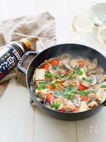 厚揚げとあさりの簡単白だしアクアパッツァ