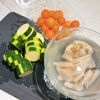 グリル野菜のさっぱり黒酢風たれ和えの下準備