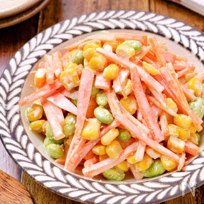 【にんじんの枝豆コーンサラダ】あと1品に♡レンジで簡単!