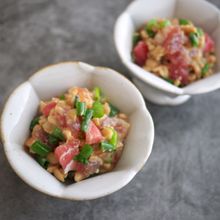 簡単おつまみ♪なめろう納豆爆弾