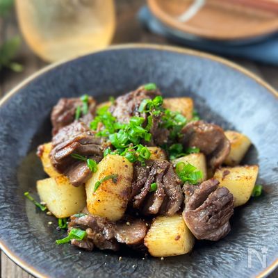 砂肝と長芋のガリバタ醤油