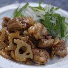 鶏肉とレンコンの甘辛炒め、コチュジャン風味