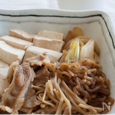 『汁だく。具だくさんすき煮』フライパンひとつでお手軽!