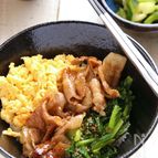 フライパンひとつで作る♪三色豚丼