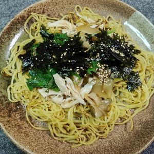M＊Pの作ってみた!投稿(たっぷり海苔とザーサイの簡単焼きそば)