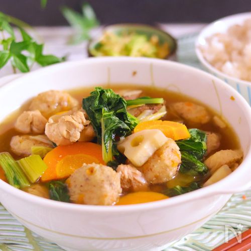 節約＆SDG♪野菜の皮入り団子の具沢山汁