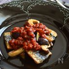 秋刀魚と野菜のソテー　トマトバルサミコソース