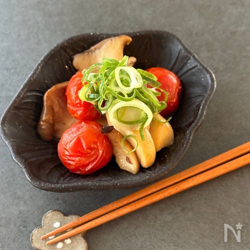 簡単♪エリンギとミニトマトのバター醤油炒め