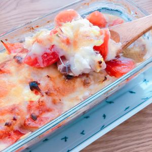 ミルクの作ってみた!投稿(サバ缶とトマトのマヨチーズ焼き【#乗せて焼くだけ】)