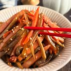 子供もぱくぱく！厚切りハム入りきんぴらごぼう