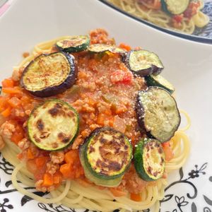 すみれの作ってみた!投稿(♡簡単ミートソースのレシピ♡『茄子のミートソースパスタ』)