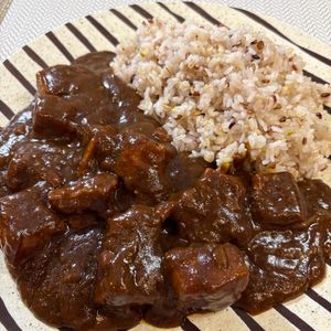 楽ラク手抜キッチン🐶🐾の作ってみた!投稿(至福の豚バラカレーライス【焼肉のたれで絶品！】)