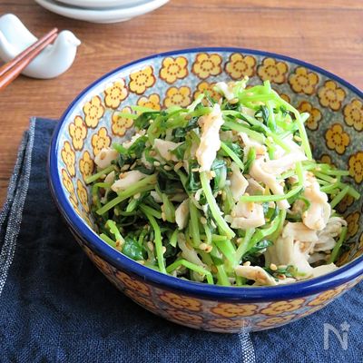 低糖質&低カロリー◎ささみと豆苗のシャンタンごま和えナムル風