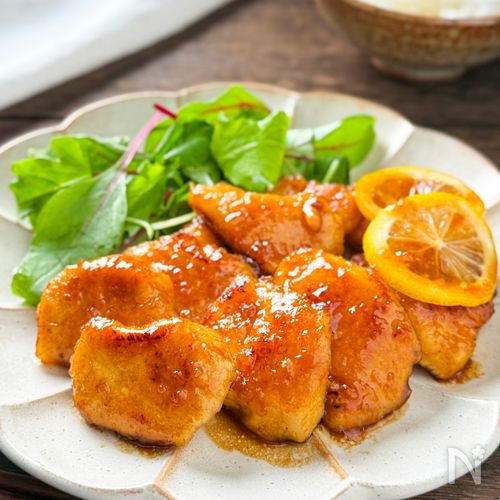 【鶏むね肉のレモン照り焼き】しっとりテリうま♡