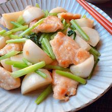 鶏肉とかぶの白だし炒め