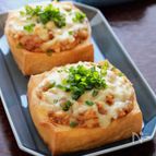 【厚揚げの甘辛チーズ肉詰め焼き】