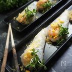 海老と村上農園の豆苗のナムル味の生春巻き