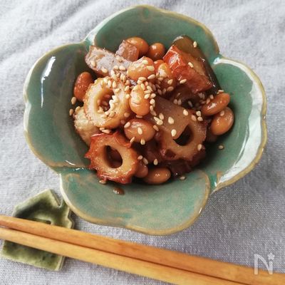 スピード料理☆ちくわとこんにゃくと大豆の炒り煮