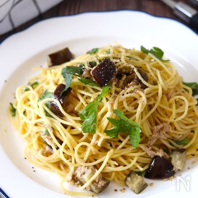 ちぎり大葉でさっぱり♡なすとツナの旨塩パスタ