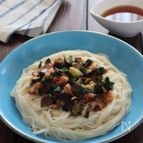 なすとベーコンのみそ炒めそうめん
