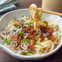 包丁まな板不要♪【梅しらすジュレうどん】