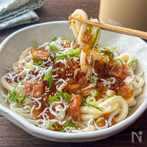 包丁まな板不要♪【梅しらすジュレうどん】