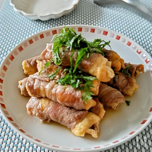 【豚肉と油揚げの梅しそ巻き】酸っぱくてさっぱりして美味しいよ