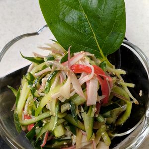 もんぶらん°・*:.。.☆の作ってみた!投稿(さっぱり！みょうがとカニカマときゅうりの中華風サラダ)