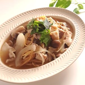 とのちゃまの作ってみた!投稿(【豚肉ときのこの和風スープパスタ】パスタ好きの夫が絶賛！)