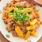 10分で完成！子どもが食べやすい"さつまいもの豚キムチ"