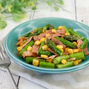 ＊アスパラベーコンの彩りコンソメ炒め＊コーンの食感楽しい♪