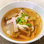 大根としめじのハムの中華スープ