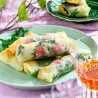 菜の花とハムの【春色春巻き】