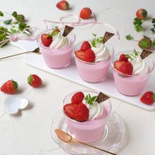 レンチン混ぜるだけ！簡単いちごみるくプリン【ミキサー不要】