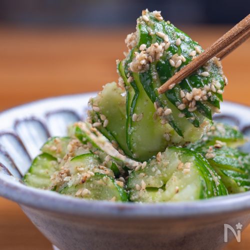 【５分だけ】蛇腹きゅうりの胡麻塩和え