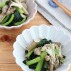 白だしで簡単和総菜◎小松菜ときのこのわかめ和え