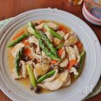 アスパラガスと鶏むね肉の味噌炒め