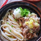 ネギ塩ポークうどん♩あっさりだけどボリュームあり