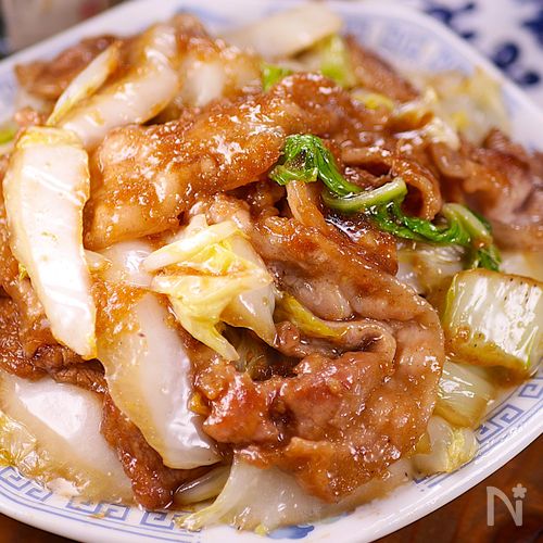 行列の定食屋さんの🍚豚バラ白菜のポン酢しょうが焼き🤭💕