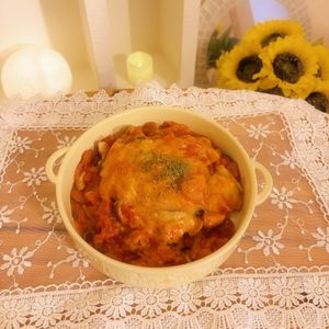 タツノオトシゴの作ってみた!投稿(【鶏むね肉のトマト煮込み】濃厚トマトソースにチーズがとろり♡)