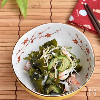 きゅうりとわかめのまろやかな酢の物【作り置き】