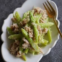 3分で一品完成‼︎『アスパラのツナパルメザン』