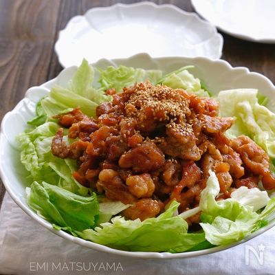 レタスが美味しい！スタミナ豚のっけレタス