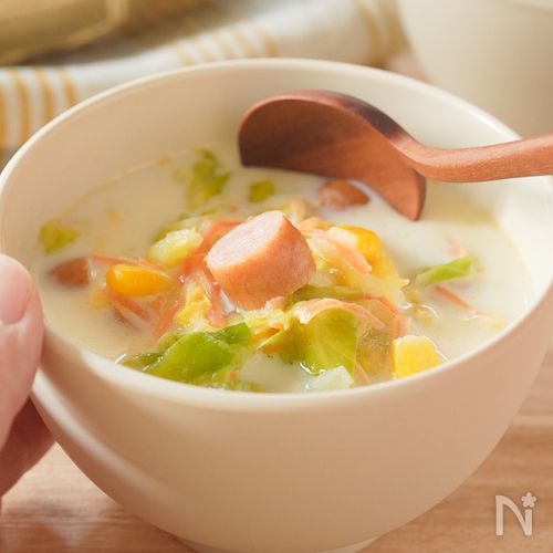 【野菜嫌いが完食！】春キャベツの味噌クリームスープ