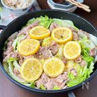 【豚こまと白菜のさっぱりレモン煮】節約/ワンパン