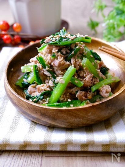 『こまツナムル♡（小松菜とツナのナムル）』副菜やおつまみに♡