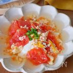 割烹白だし香る♪【トマト卵とじ】レンジで簡単！
