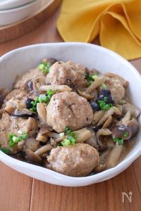 【きのこと肉団子のあんかけ】ワンパンで!ほったら完成!