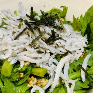 あなぼんごはんの作ってみた!投稿(春菊がもりもり食べれる！「しらすと春菊の塩だれサラダ」)