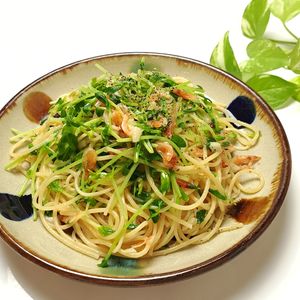とのちゃまの作ってみた!投稿(桜えびと豆苗の和風パスタ)